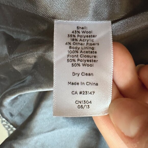 Talbots Cropped Tweed Julienne Metallic Wool Moto Jacket Grey Silver size 8 - Picture 10 of 11